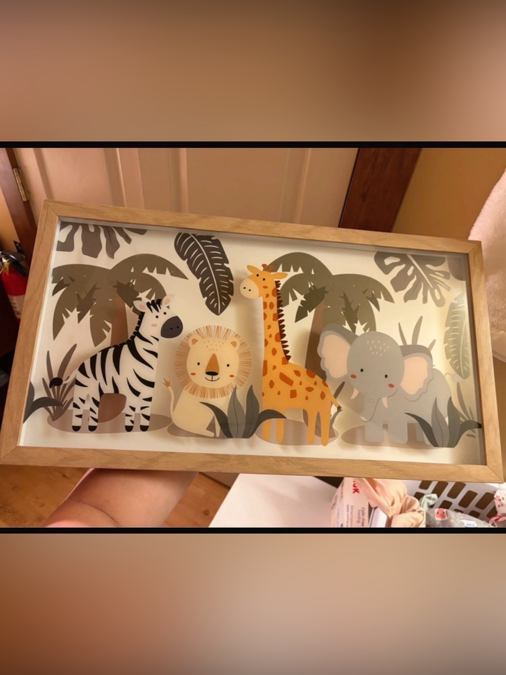 Safari Friends Framed Wall Art - Yellow, Gray, Cream